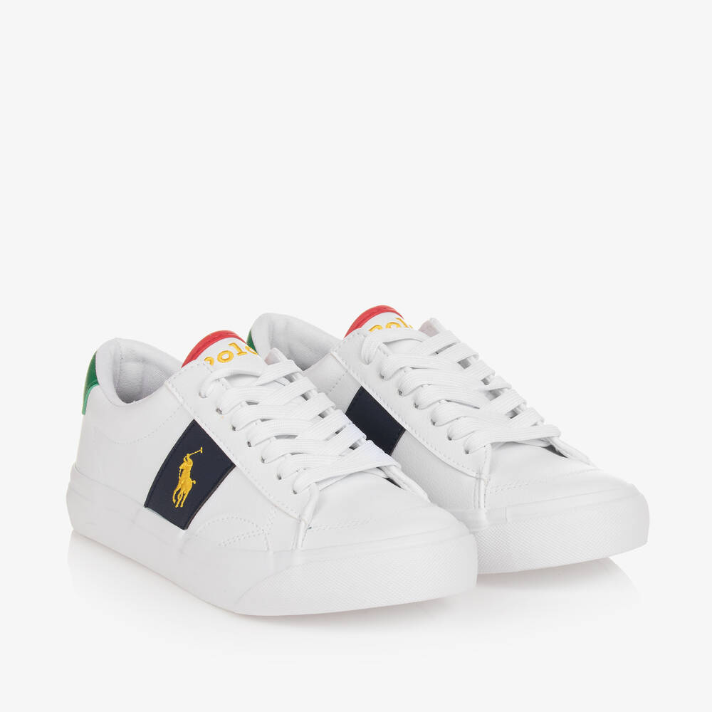 Ralph Lauren White Faux Leather Trainers