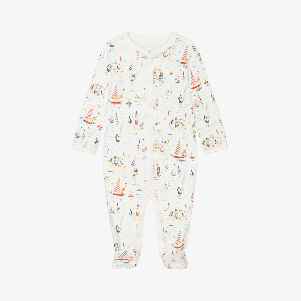 Ralph Lauren - White Nautical Print Cotton Babygrow | Childrensalon