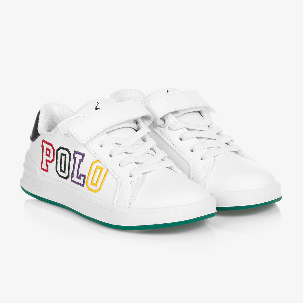 Polo Ralph Lauren - White Velcro Logo Trainers | Childrensalon