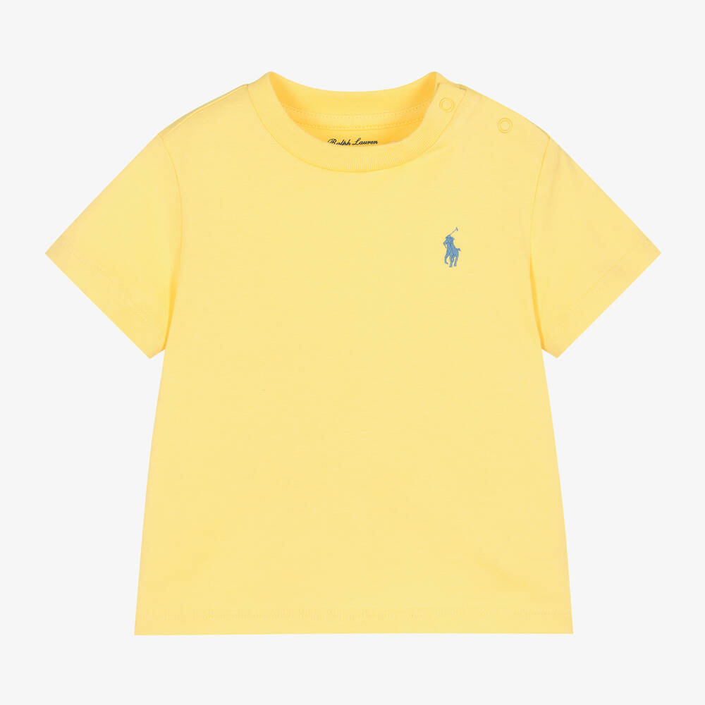 Ralph Lauren - Yellow Cotton Jersey Baby T-Shirt | Childrensalon