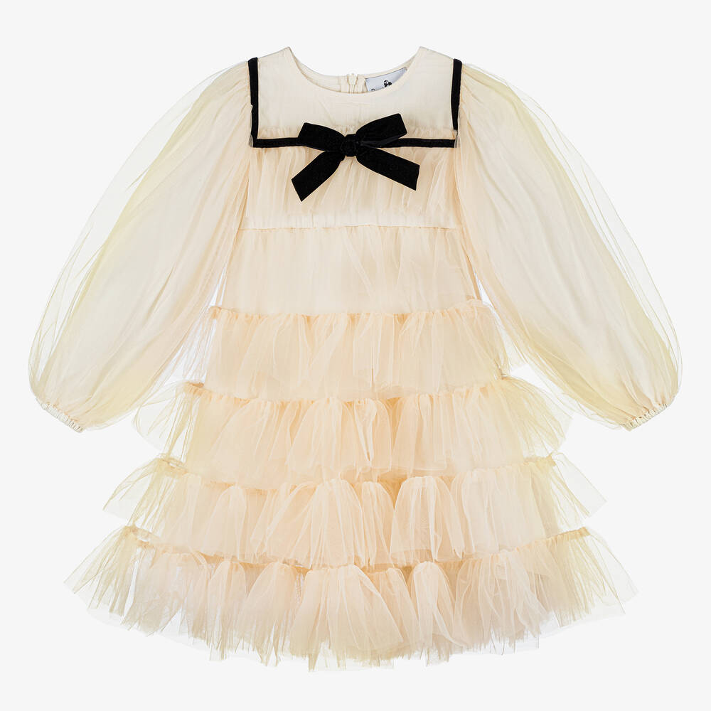 RaspberryPlum - Girls Blush Ivory Tulle Dress | Childrensalon