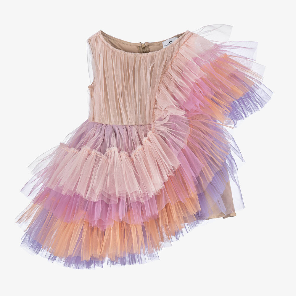 RaspberryPlum - Girls Pink Asymmetric Tulle Dress | Childrensalon