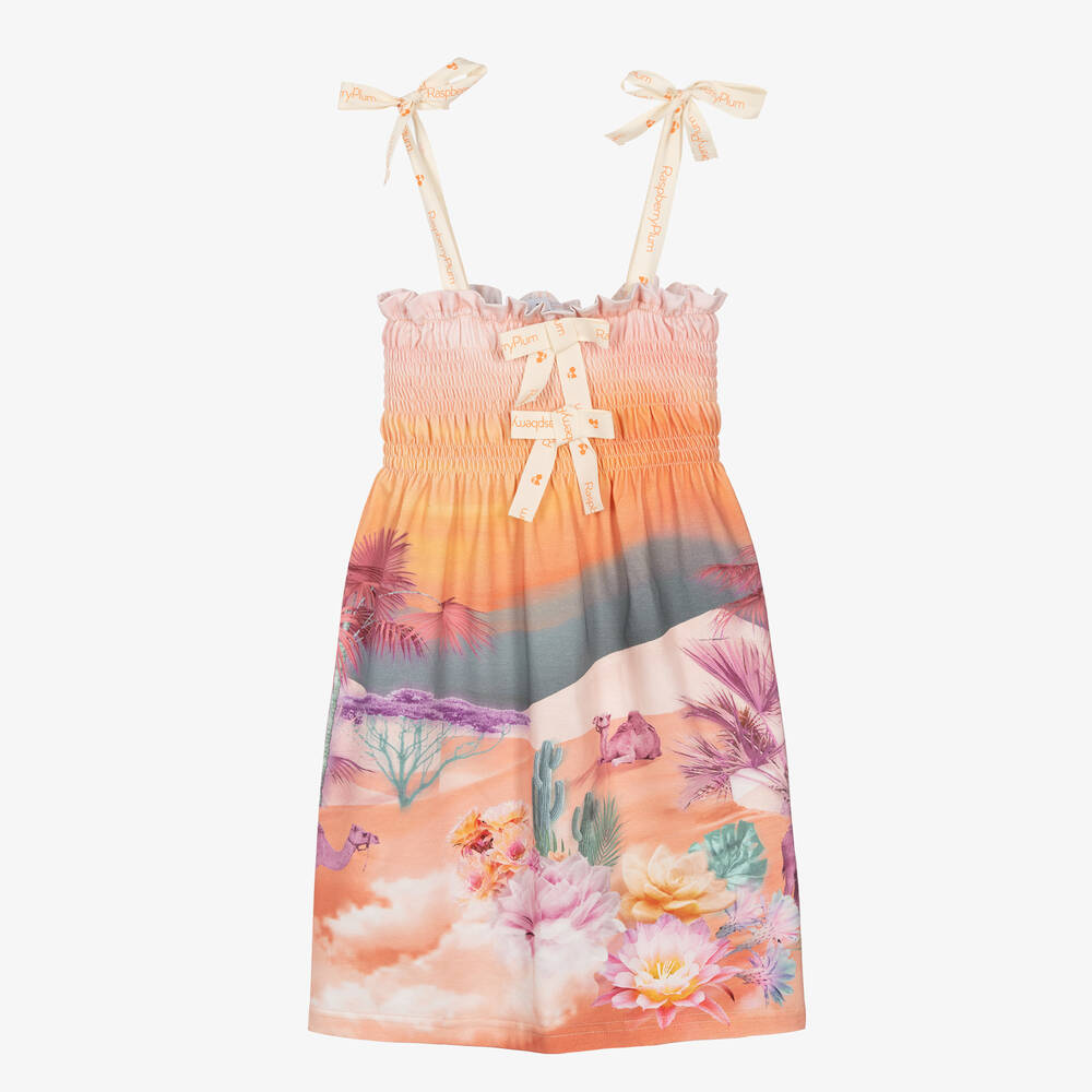 RaspberryPlum - Girls Pink Cotton Camel-Print Dress | Childrensalon