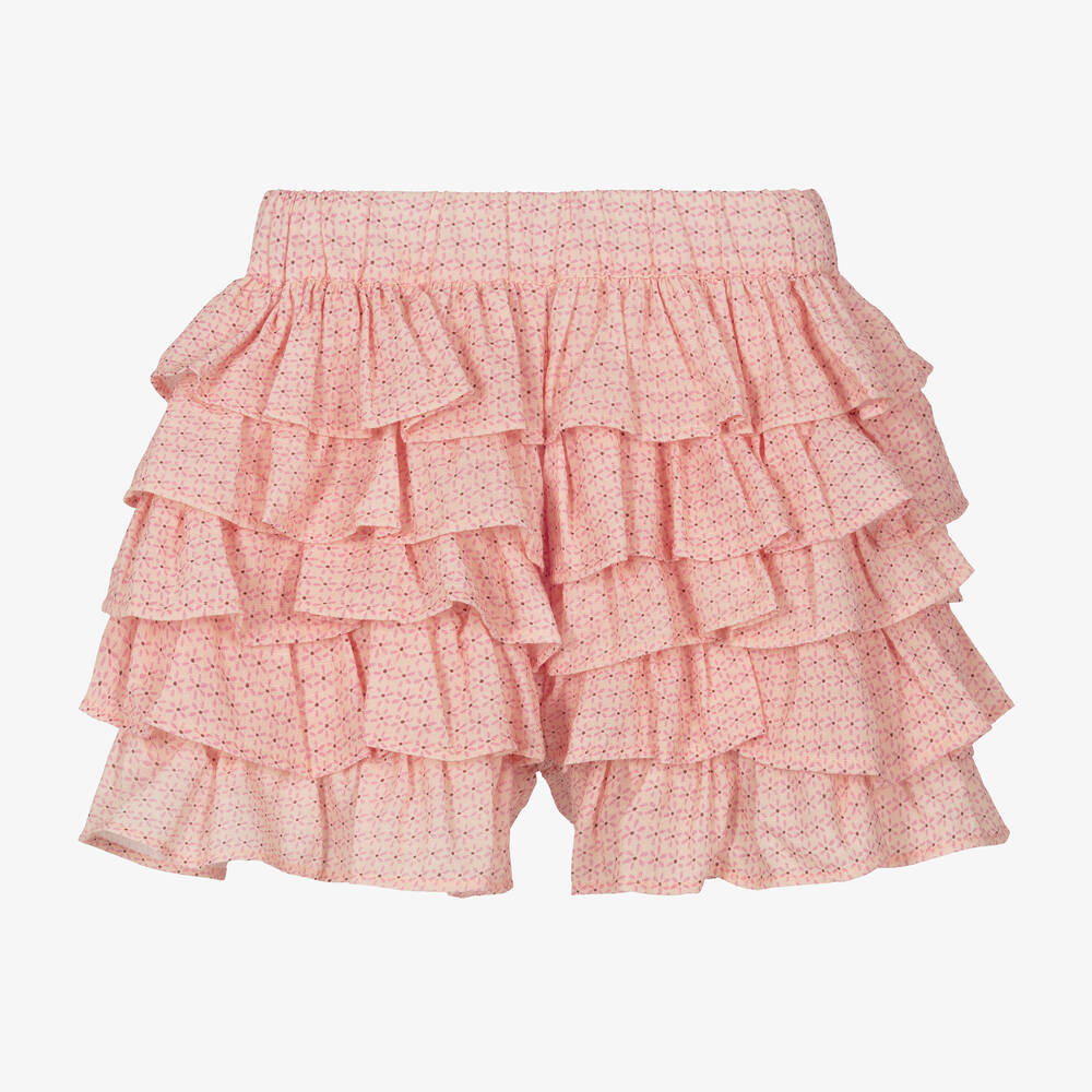 RaspberryPlum - Girls Pink Cotton Ruffle Shorts | Childrensalon