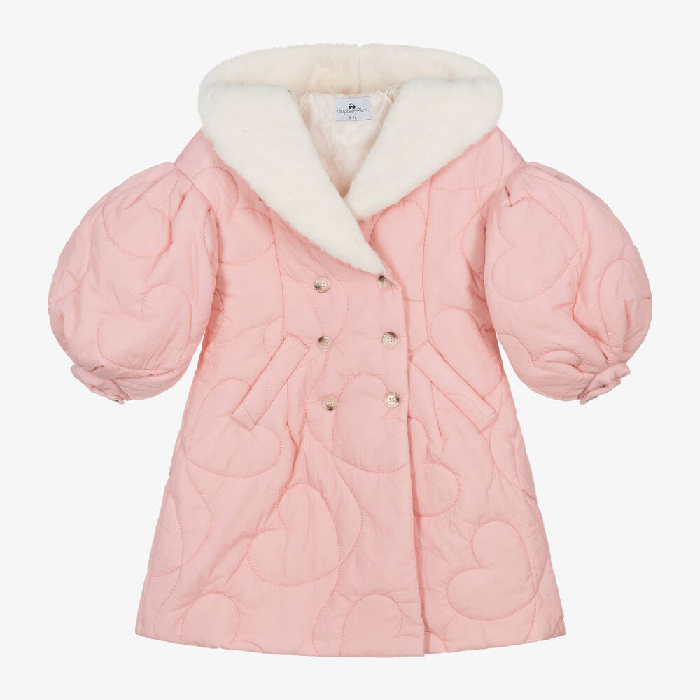 RaspberryPlum - Girls Pink Hooded Quilted Coat | Childrensalon