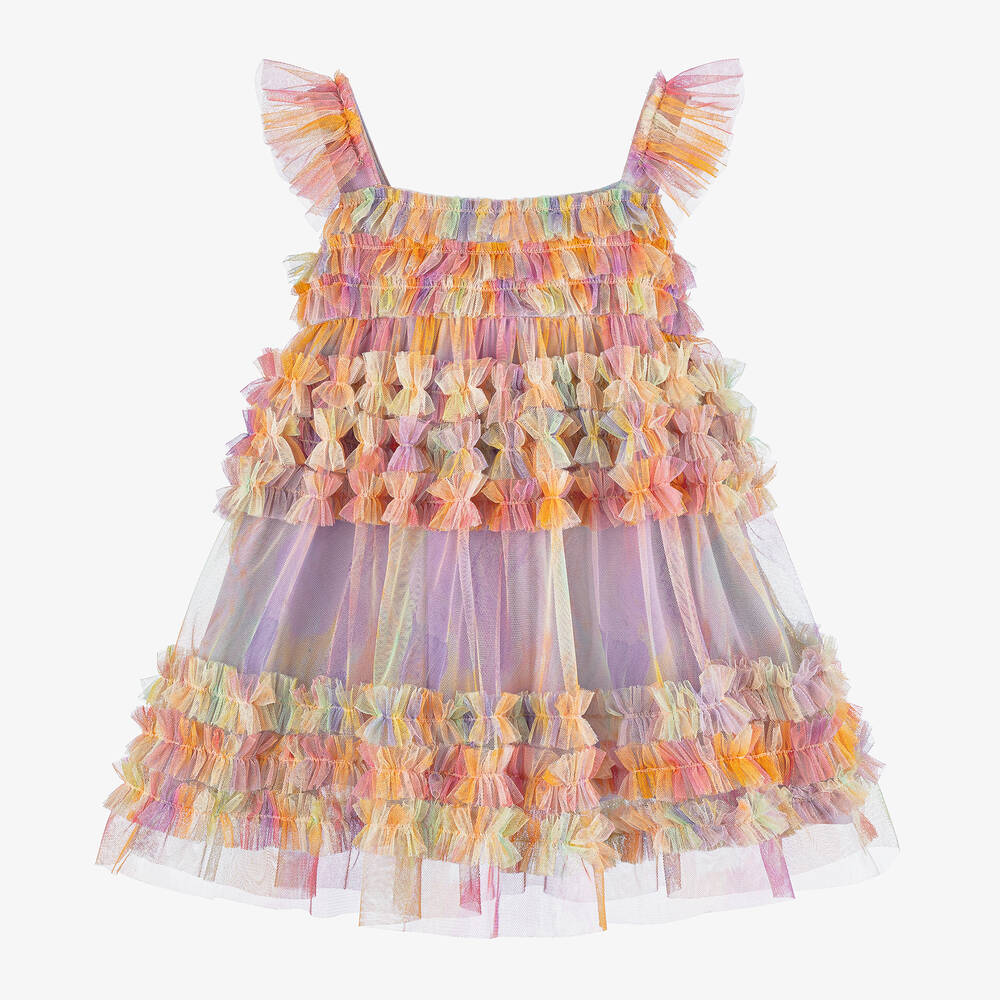 RaspberryPlum - فستان تول لون أرجواني مزين بكشكش | Childrensalon