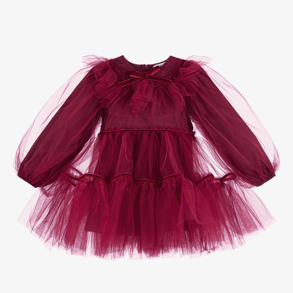 RaspberryPlum - Girls Red Tulle & Velvet Dress | Childrensalon