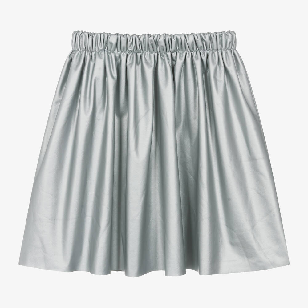 RaspberryPlum - Girls Silver Faux Leather Skirt | Childrensalon