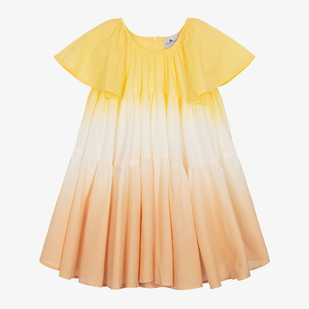 RaspberryPlum - Girls Yellow Ombré Cotton Dress | Childrensalon