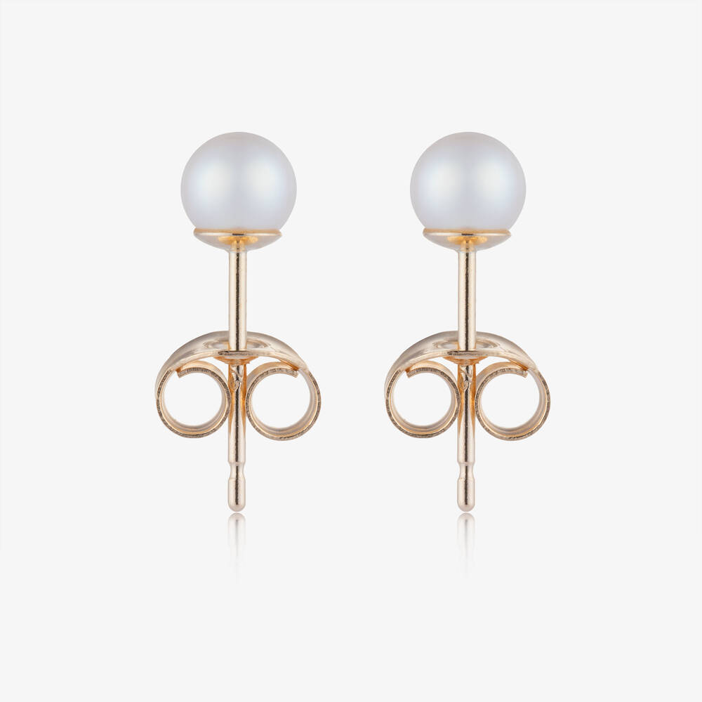 Raw Pearls - Girls 9ct Gold & Pearl Earrings (4mm) | Childrensalon