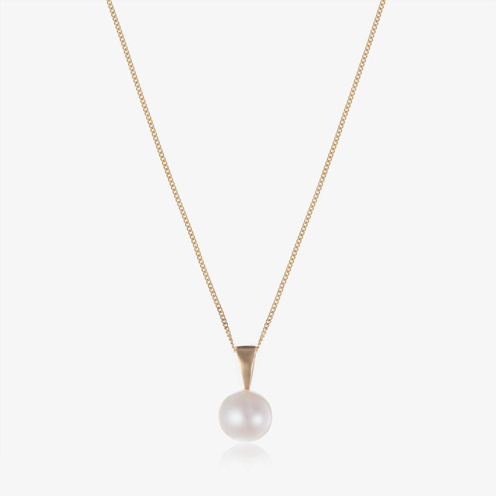 Raw Pearls-Girls 9ct Gold & Pearl Necklace (36cm) | Childrensalon