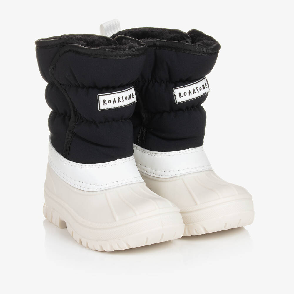 Roarsome - Black & White Waterproof Snow Boots | Childrensalon