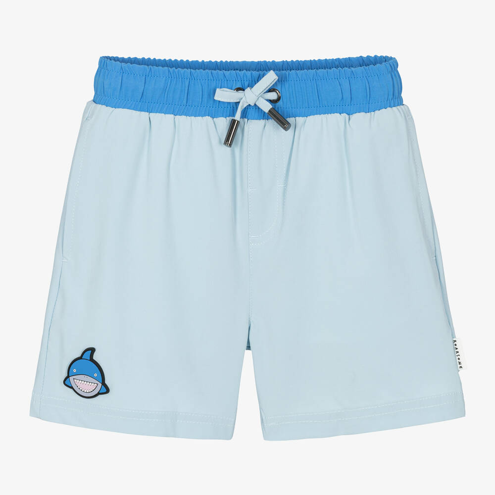 Shop Roarsome Boys Blue Reef The Shark Swim Shorts (upf50+)