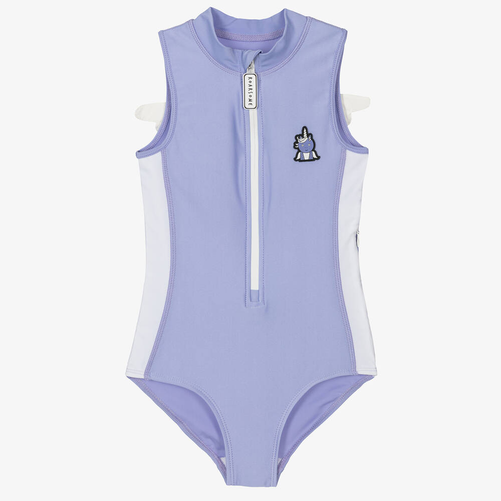 Roarsome - Girls Purple Sparkle The Unicorn Swimsuit (UPF50+) | Childrensalon