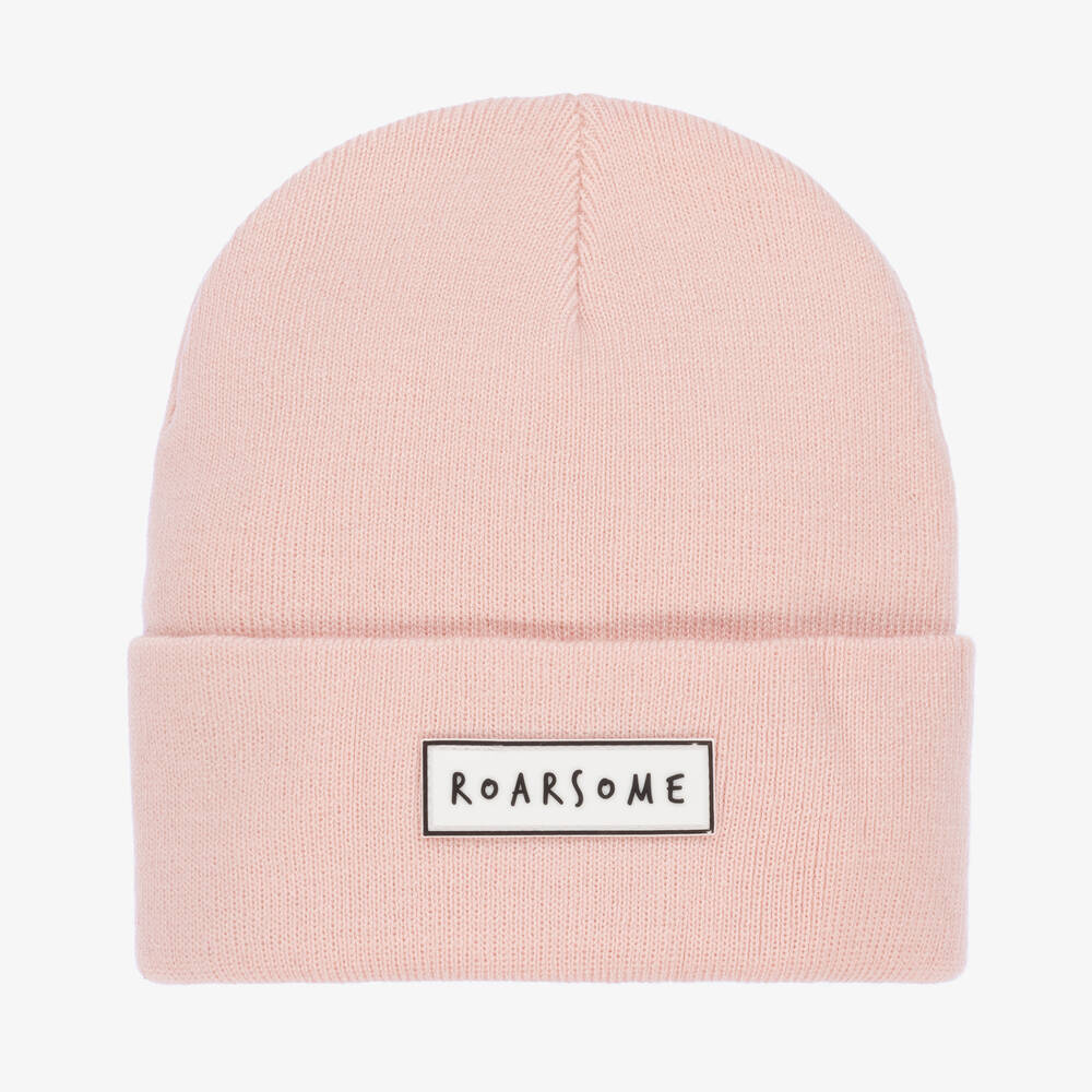 Roarsome - Pale Pink Knitted Beanie Hat | Childrensalon