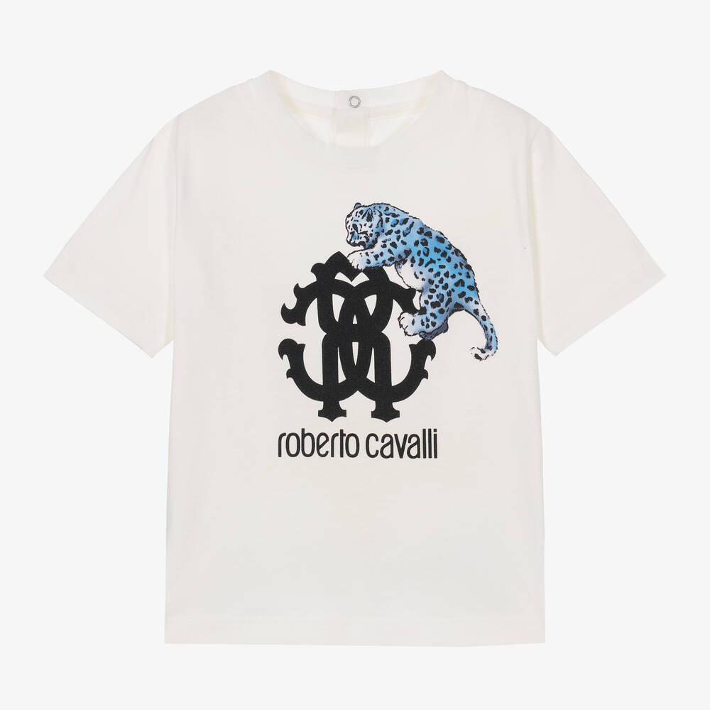 Roberto Cavalli - Boys Ivory Cotton T-Shirt | Childrensalon