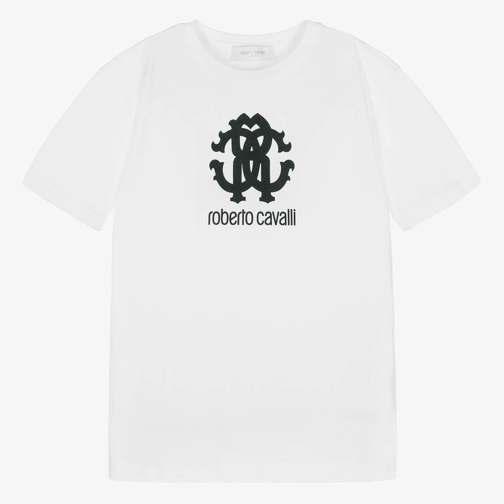 Roberto Cavalli - Teen Boys White RC Monogram Cotton T-Shirt | Childrensalon