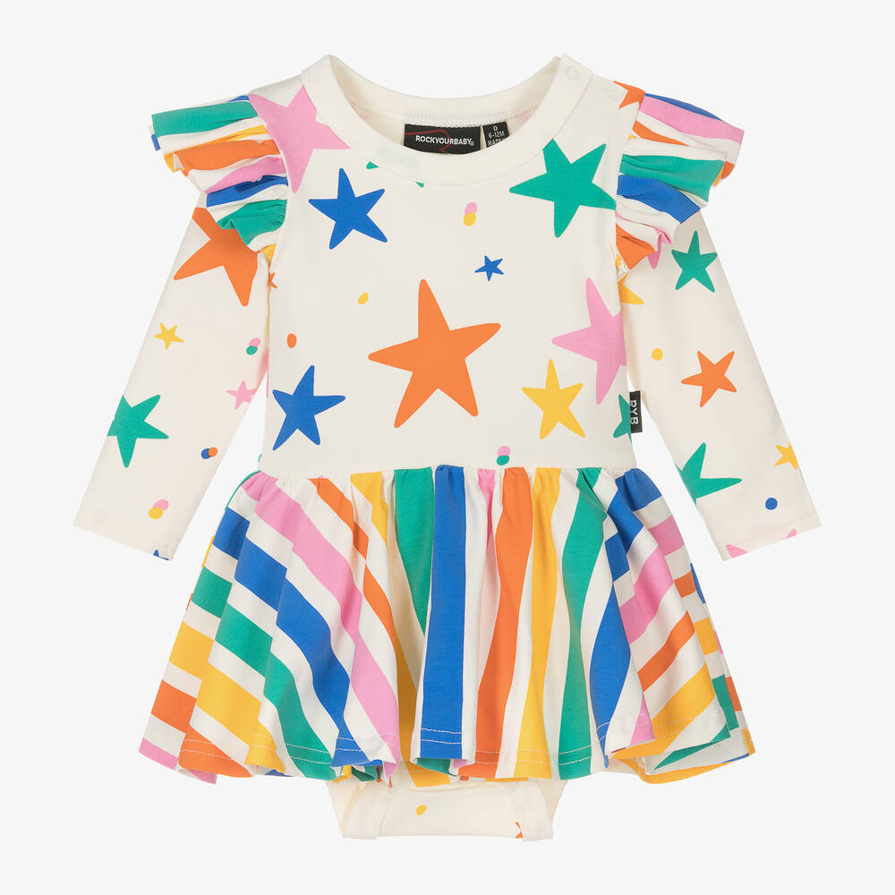 Shop Rock Your Baby Baby Girls Ivory Stars & Stripes Dress