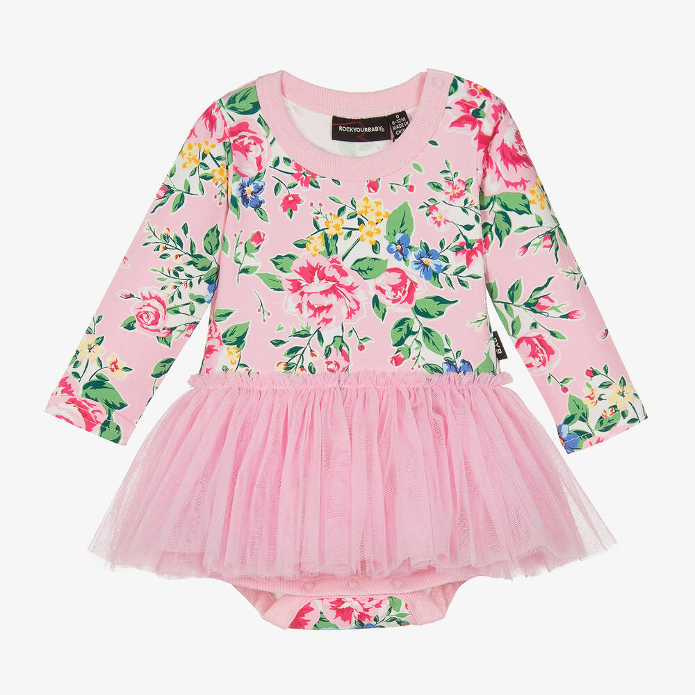 Rock Your Baby Baby Girls Pink Floral Tutu Dress
