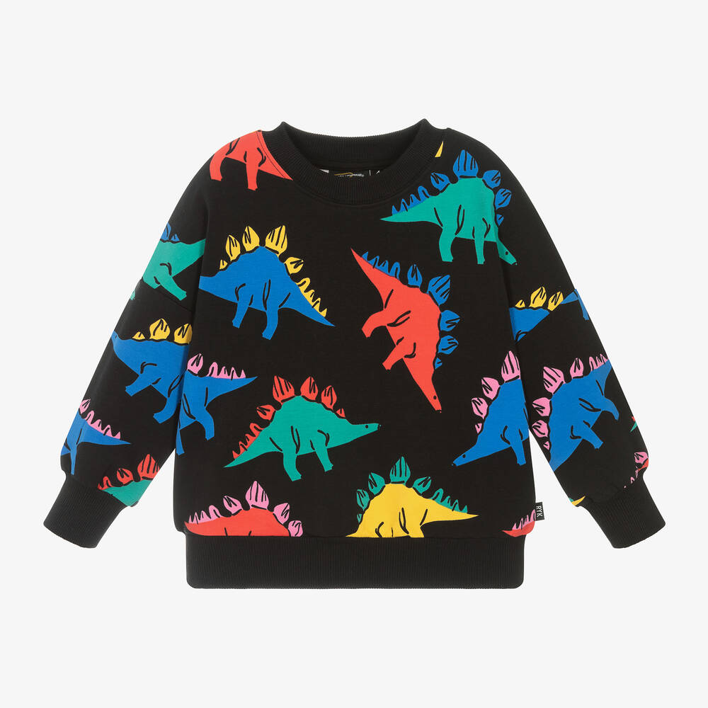 Rock Your Baby - Boys Black Cotton Dino Time Sweatshirt | Childrensalon