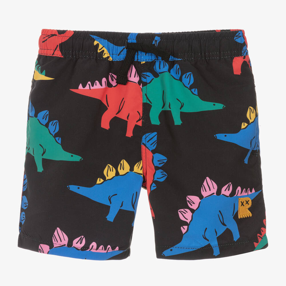 Rock Your Baby - Boys Black Dino Time Swim Shorts | Childrensalon