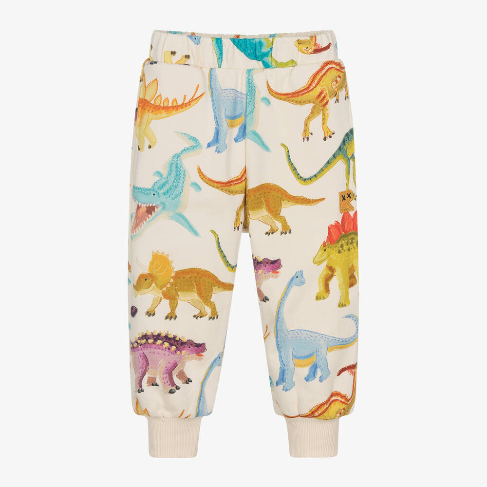 Rock Your Baby - Boys Ivory Cotton Dinosaur Joggers | Childrensalon