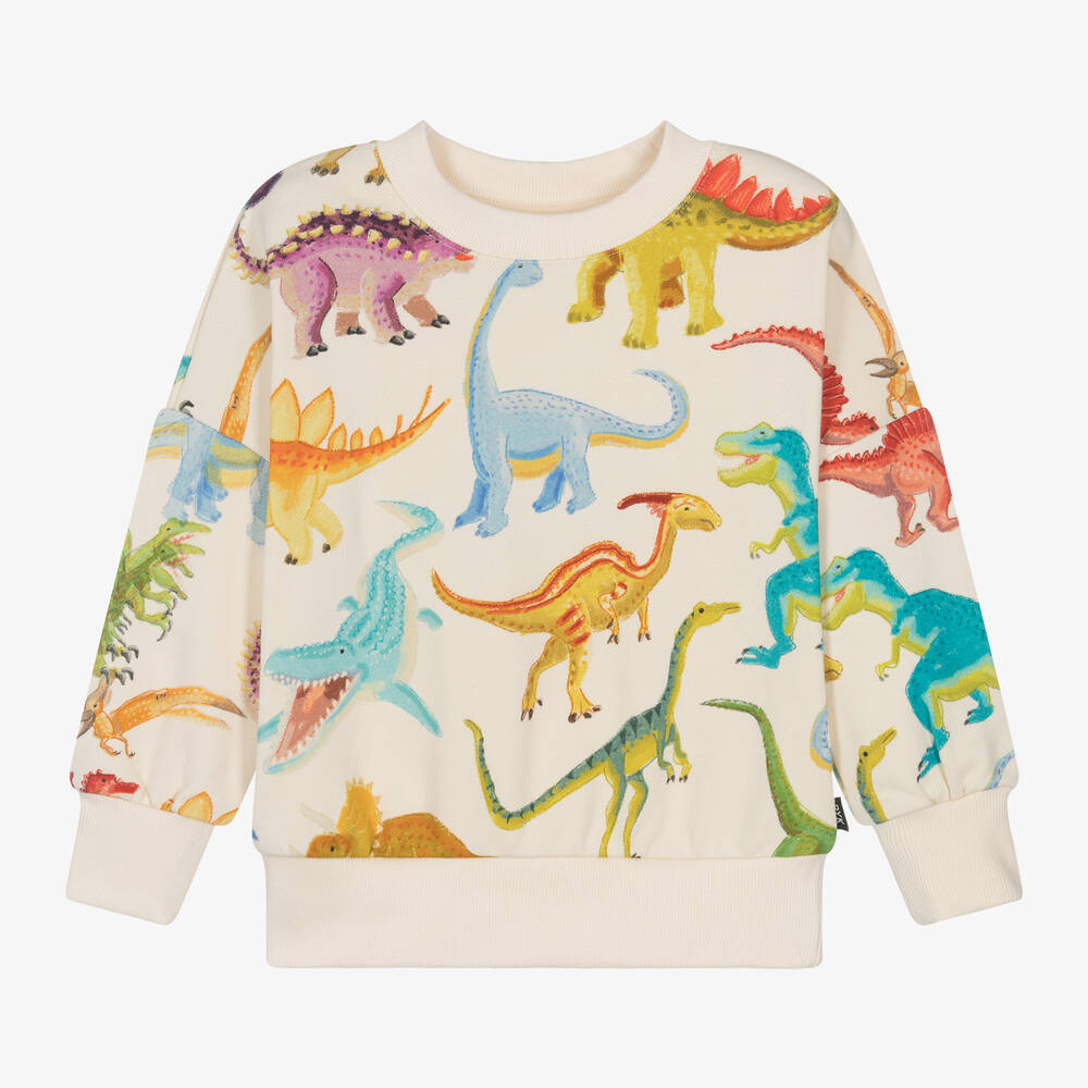 Rock Your Baby - Boys Ivory Cotton Dinosaur Sweatshirt | Childrensalon