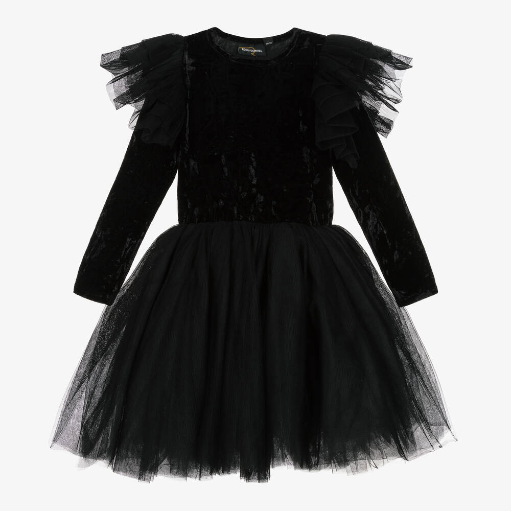 Rock Your Baby - Girls Black Velour & Tulle Dress | Childrensalon