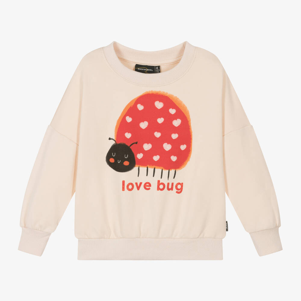 Rock Your Baby - Girls Ivory Cotton Ladybird Sweatshirt | Childrensalon