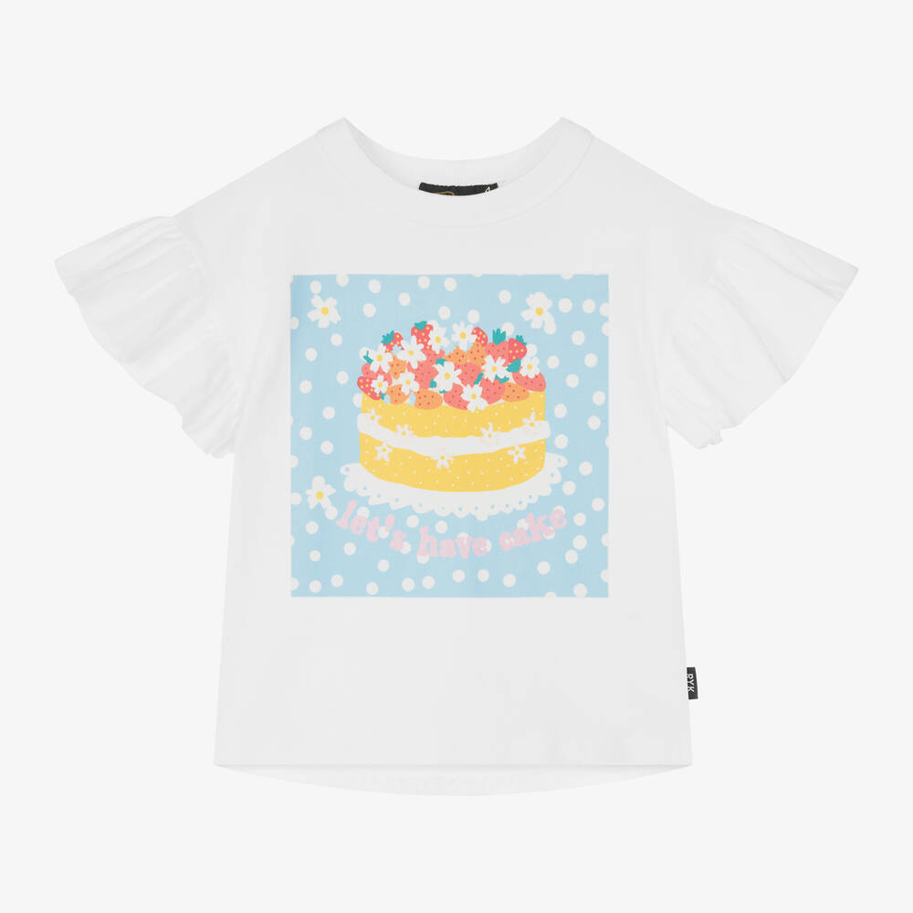 Shop Rock Your Baby Girls Ivory Cotton Let's Have Cake T-shirt