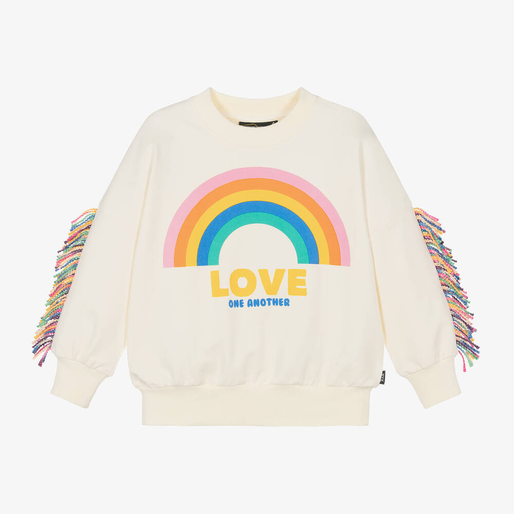 Rock Your Baby - Girls Ivory Cotton Rainbow Sweatshirt | Childrensalon