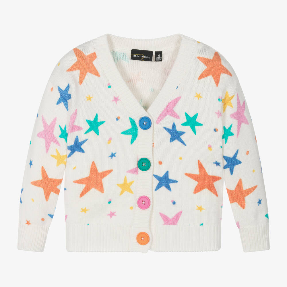 Shop Rock Your Baby Girls Ivory Cotton Stars Cardigan