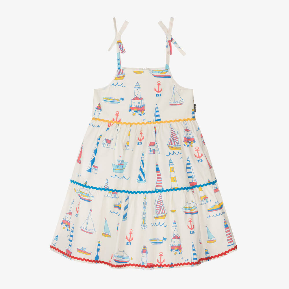 Rock Your Baby - Girls Ivory Cotton Tiered Dress | Childrensalon