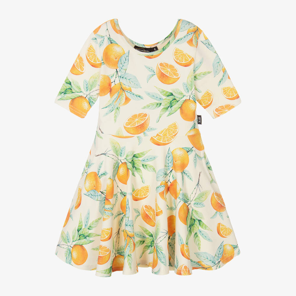 Rock Your Baby - Кремовое хлопковое платье с апельсинами | Childrensalon