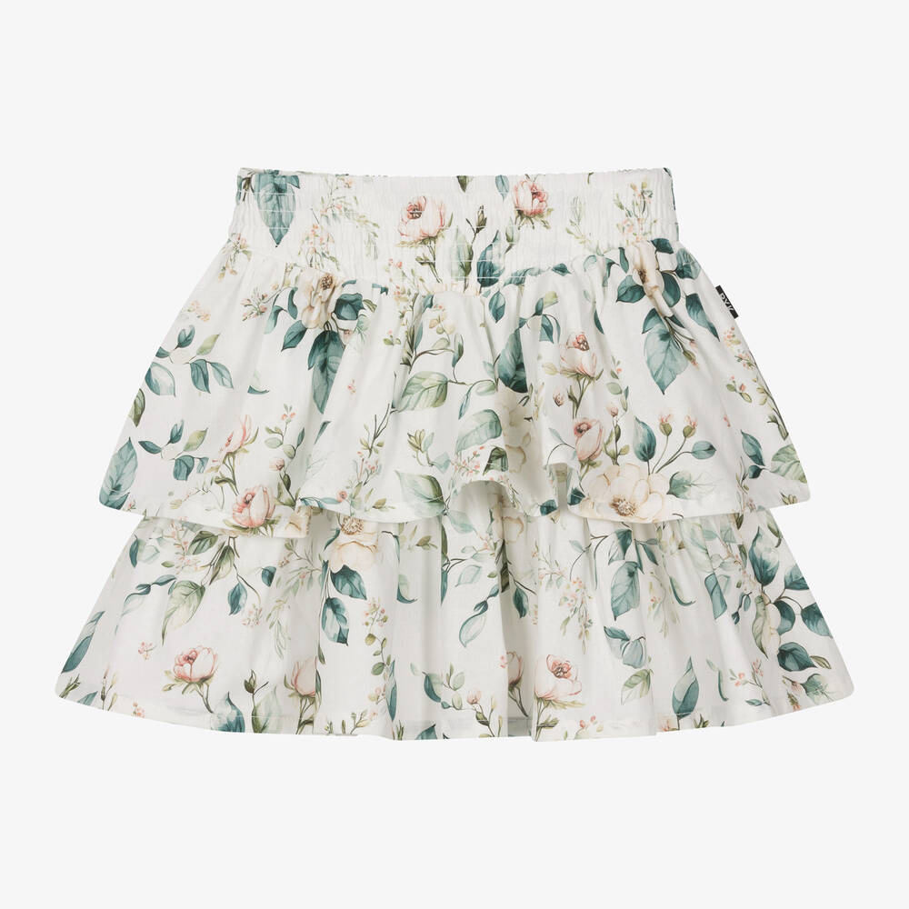 Rock Your Baby - Girls Ivory Floral Cotton Tiered Skirt | Childrensalon