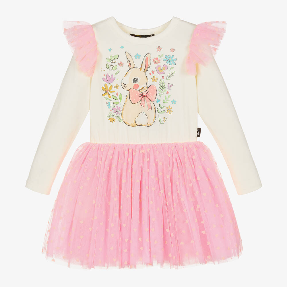 Rock Your Baby - Girls Ivory & Pink Jersey Tutu Dress | Childrensalon