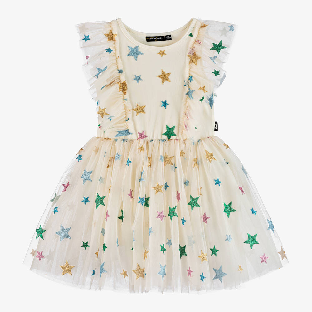 Rock Your Baby - Girls Ivory Star Tulle Dress | Childrensalon