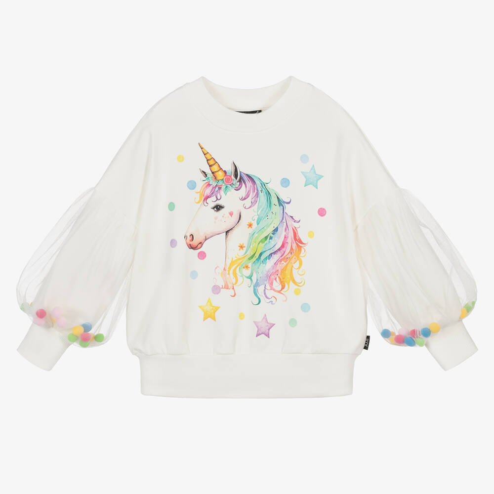 Rock Your Baby - Girls Ivory Unicorn Cotton Sweatshirt | Childrensalon