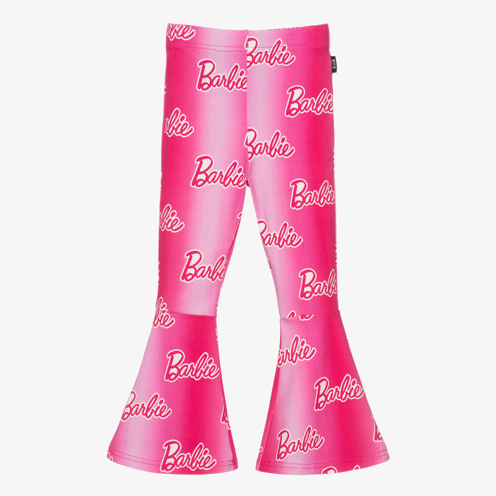 Rock Your Baby - Girls Pink Barbie Cotton Flared Leggings | Childrensalon