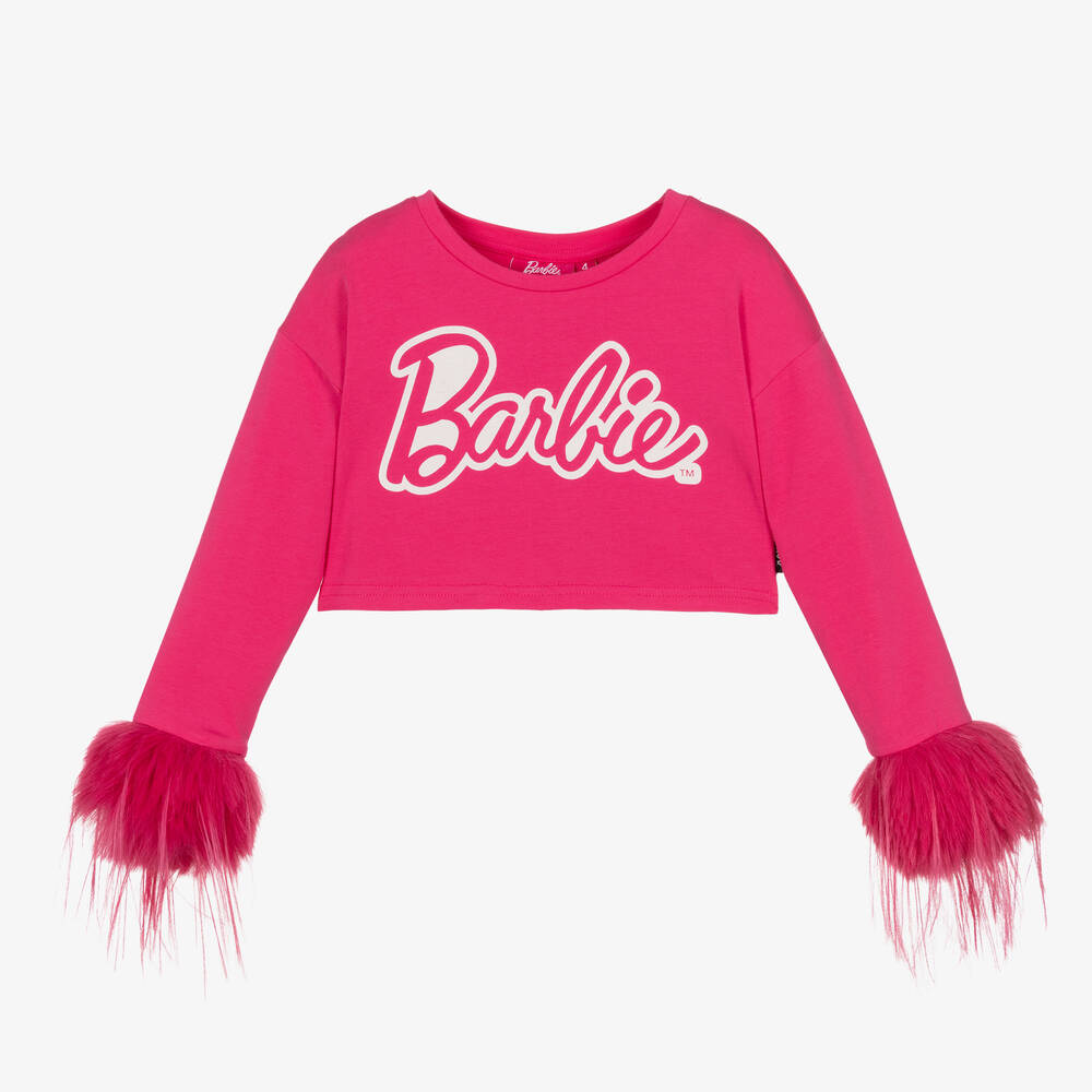 Rock Your Baby - Girls Pink Barbie Cotton Top | Childrensalon