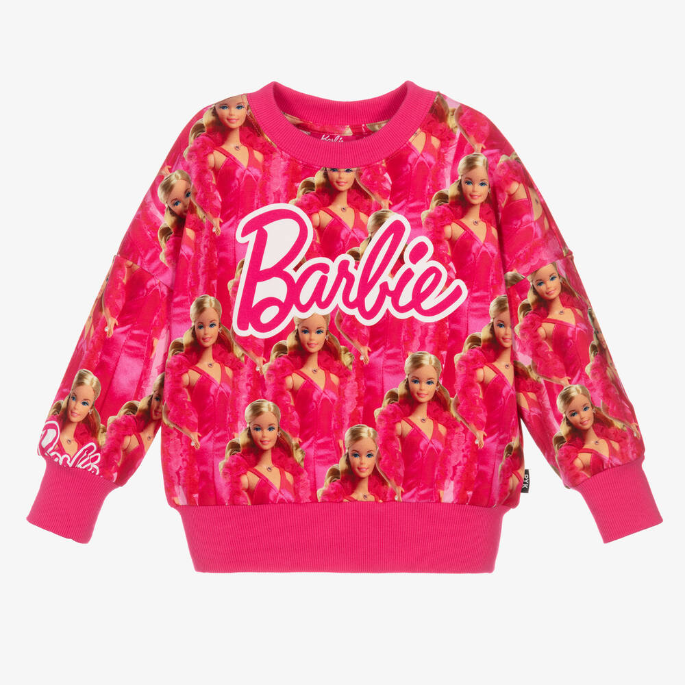 Rock Your Baby - Girls Pink Barbie Doll Cotton Sweatshirt | Childrensalon