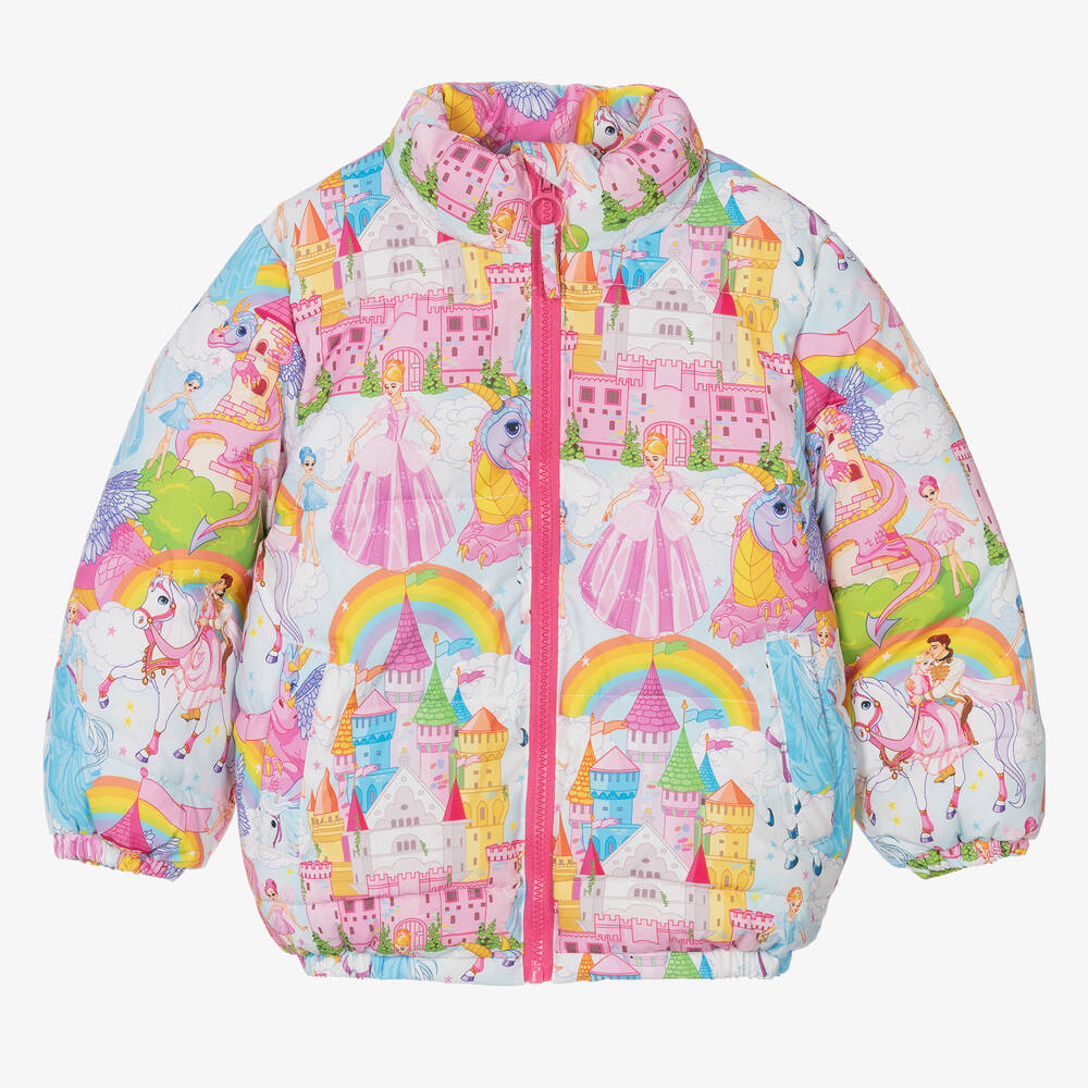 Rock Your Baby - Girls Pink & Blue Puffer Jacket | Childrensalon