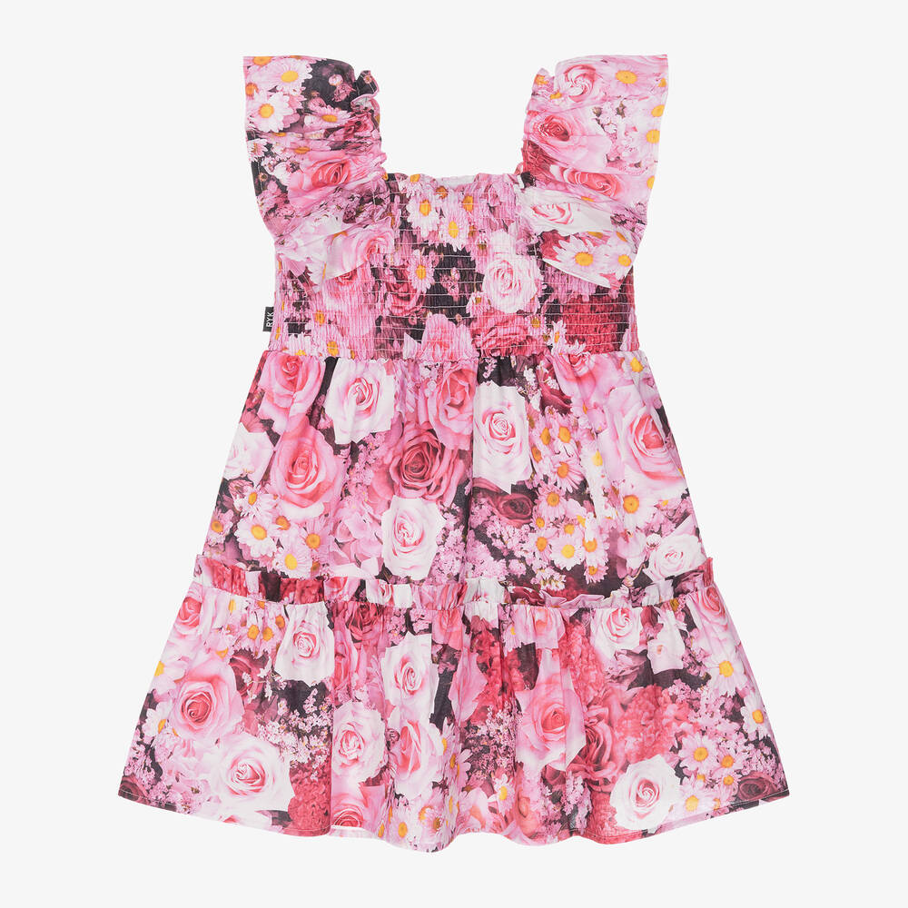 Rock Your Baby - Girls Pink Cotton Rose Garden Dress | Childrensalon