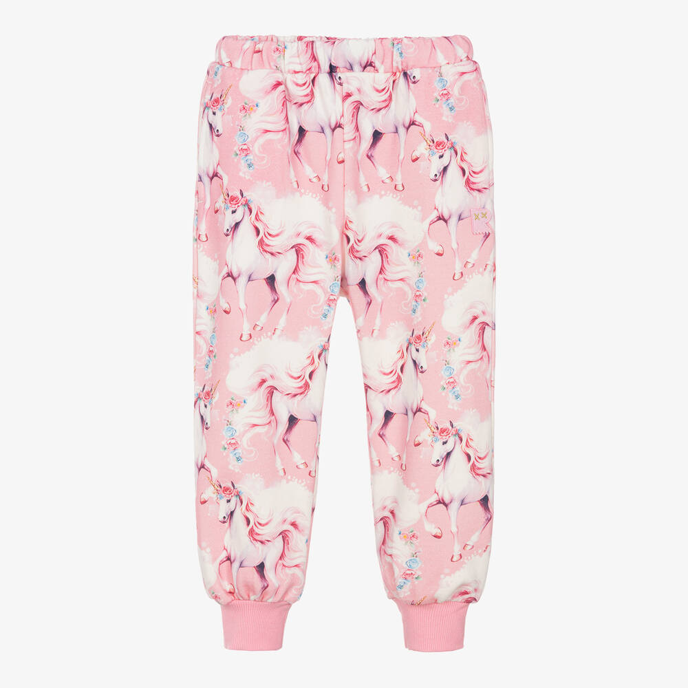 Rock Your Baby - Girls Pink Cotton Unicorn Joggers | Childrensalon