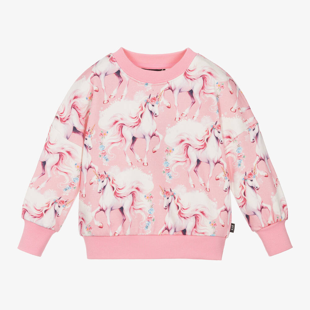 Rock Your Baby - Girls Pink Cotton Unicorn Sweatshirt | Childrensalon