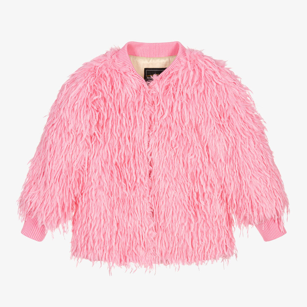 Rock Your Baby - Girls Pink Feather Jacket | Childrensalon