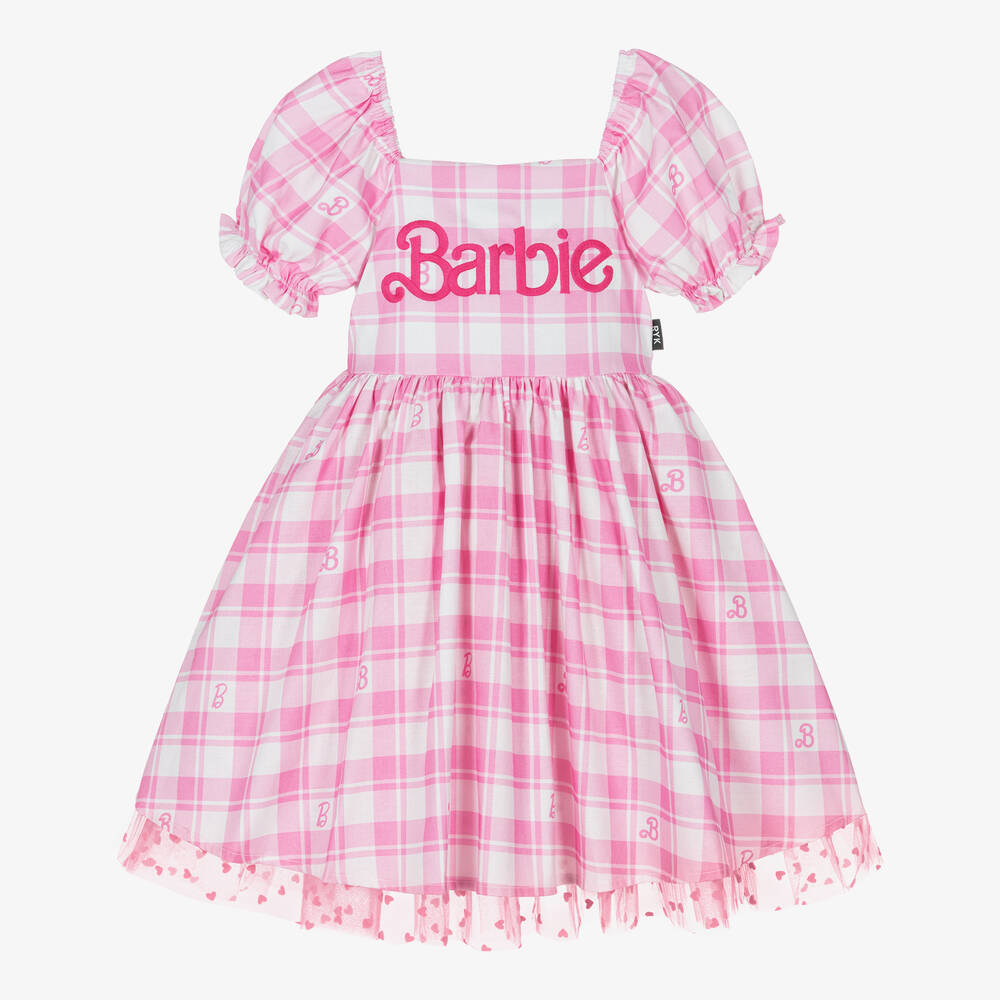 Rock Your Baby - Girls Pink Gingham Barbie Dress | Childrensalon