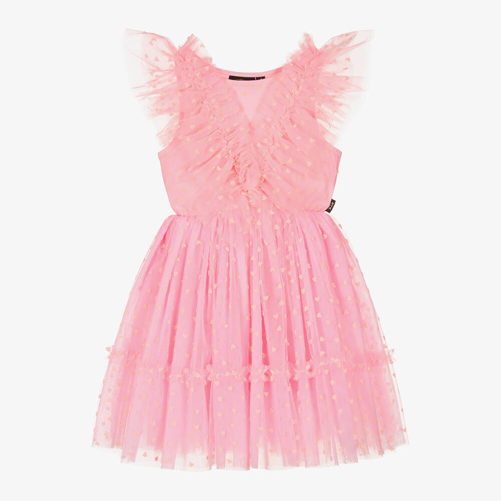 Rock Your Baby - Girls Pink Heart Tulle Dress | Childrensalon