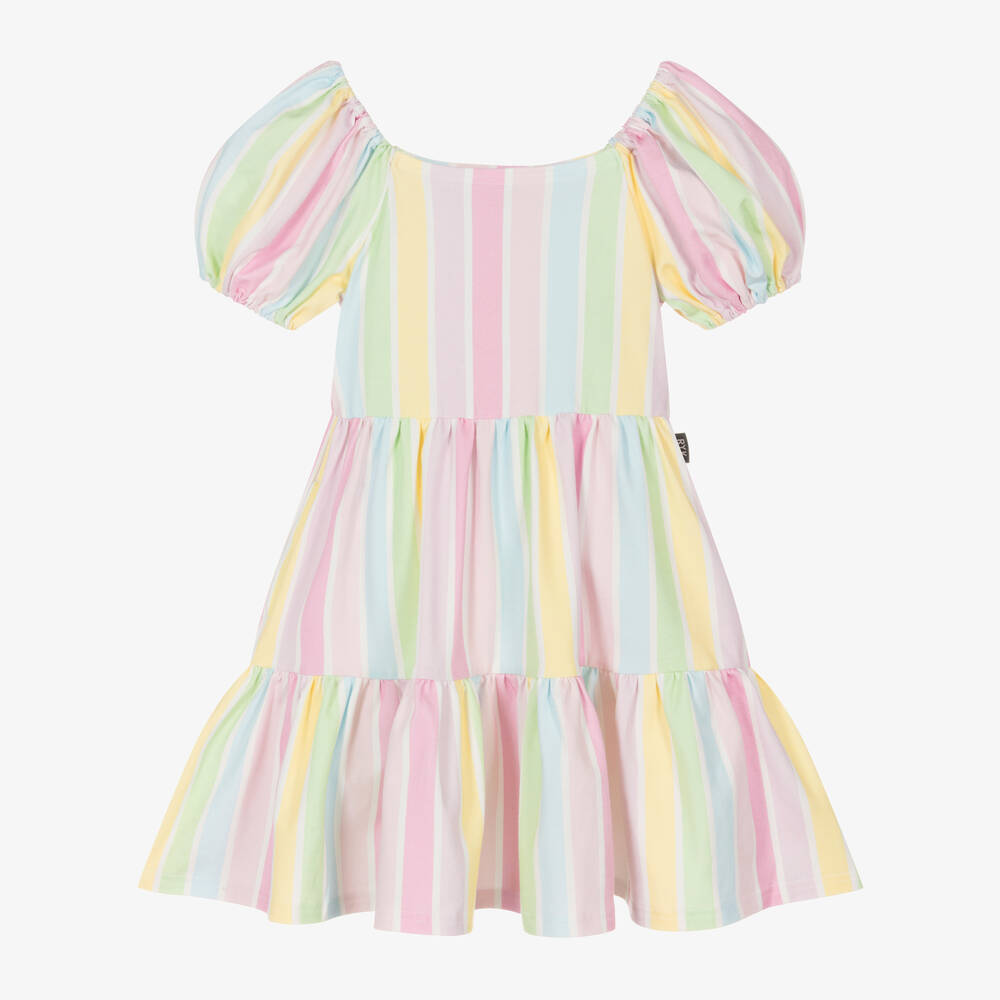 Rock Your Baby - Girls Pink & Pastel Stripe Cotton Dress | Childrensalon