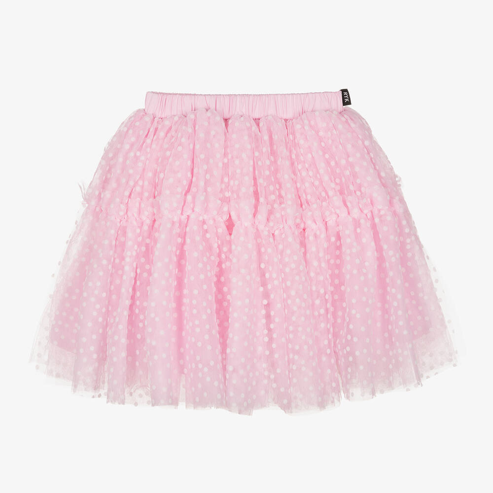 Rock Your Baby - Girls Pink Polka Dot Tulle Skirt | Childrensalon